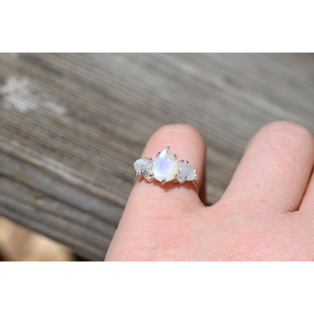 Engagement ring Moonstone ring American made - Picture 2 of 3